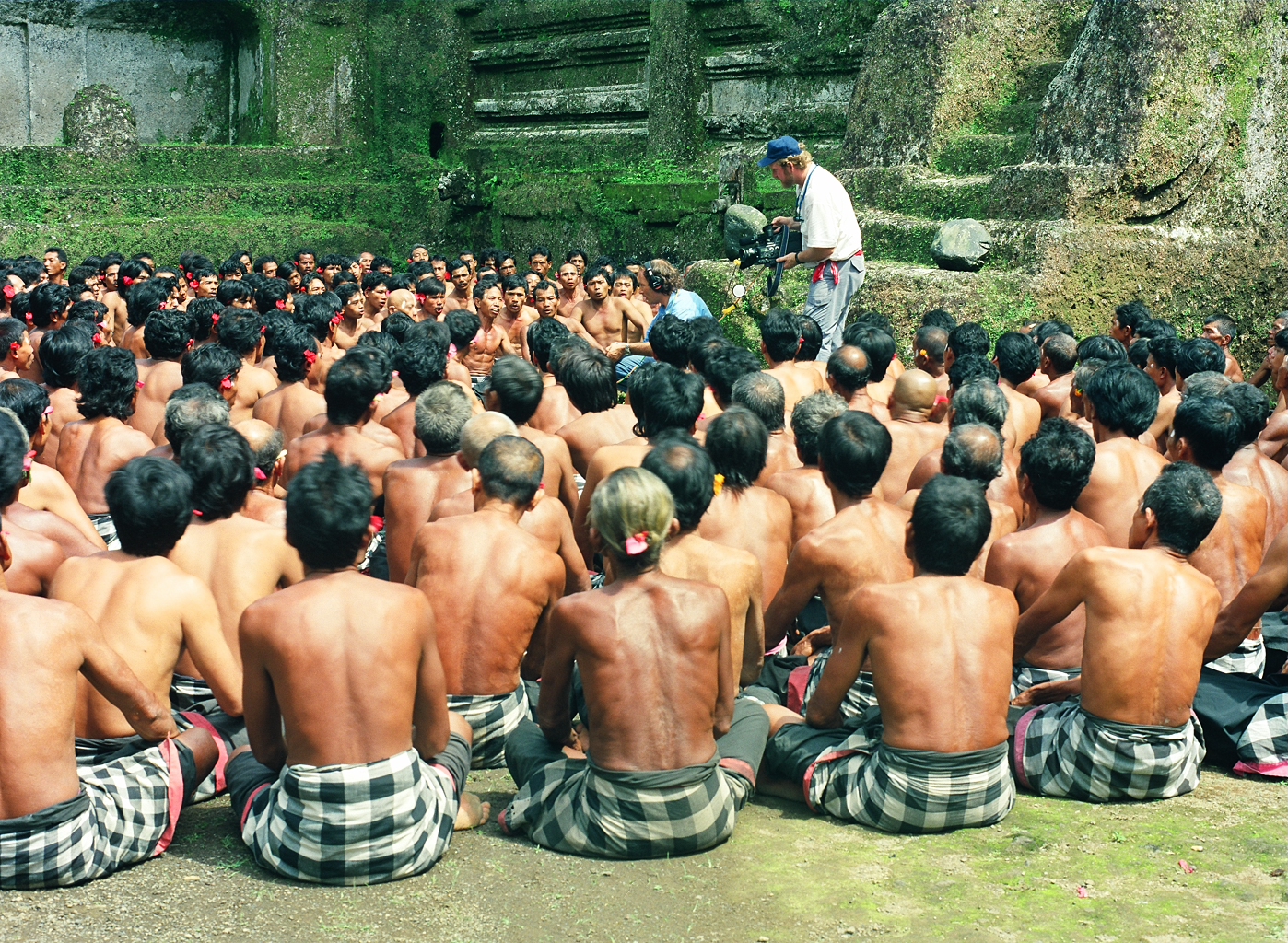 Bruce Simballa recording the sounds of the monkey chant